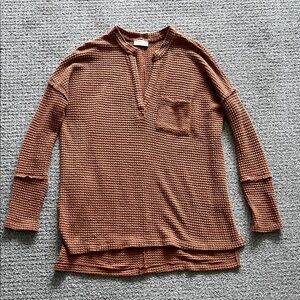 Pink Lily Rust Waffle Knit Longsleeve